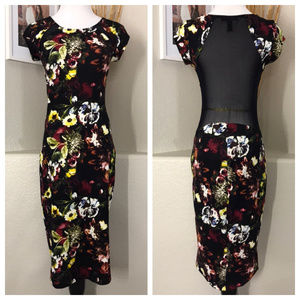 MATERIAL GIRL Floral & Mesh Midi Dress 00637